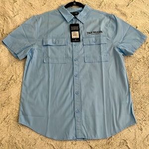 True religion casual button down. Medium. Blue. New with tags